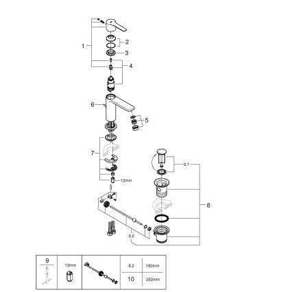 GROHE 32109GL1 - Umývadlová batéria LINEARE, veľkosť XS, zlatá