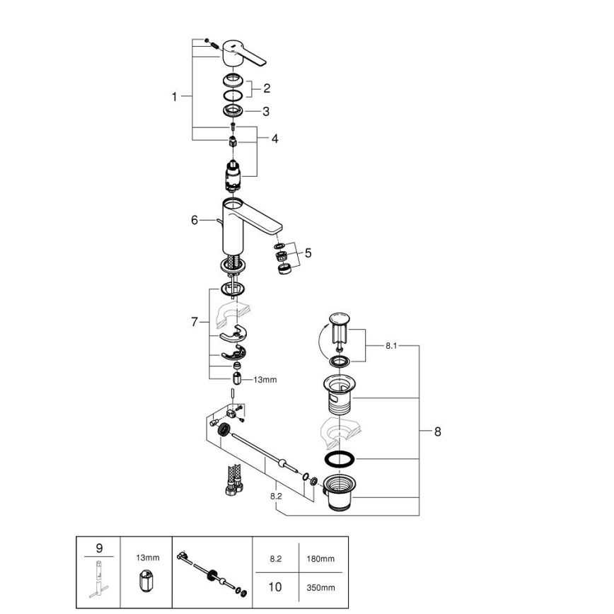 GROHE 32109GL1 - Umývadlová batéria LINEARE, veľkosť XS, zlatá