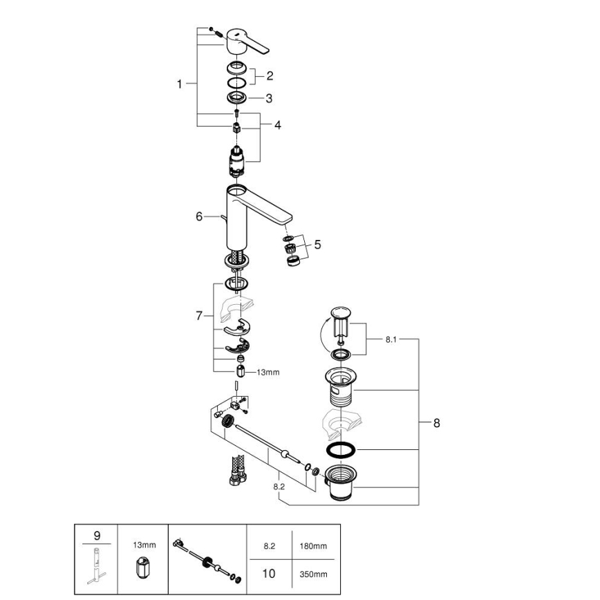 GROHE 32114001 - Umývadlová batéria LINEARE DN 15 lesklý chróm