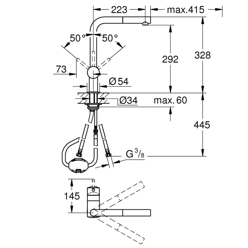 GROHE 32168DC0 - Drezová batéria A nerezová oceľ