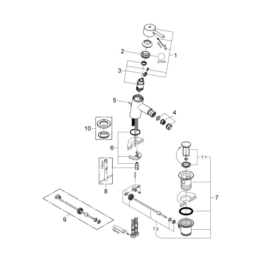 GROHE 32208001 - Bidetová batéria CONCETTO DN 15 lesklý chróm