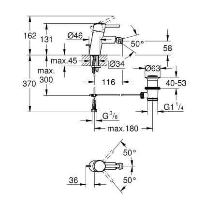GROHE 32208001 - Bidetová batéria CONCETTO DN 15 lesklý chróm