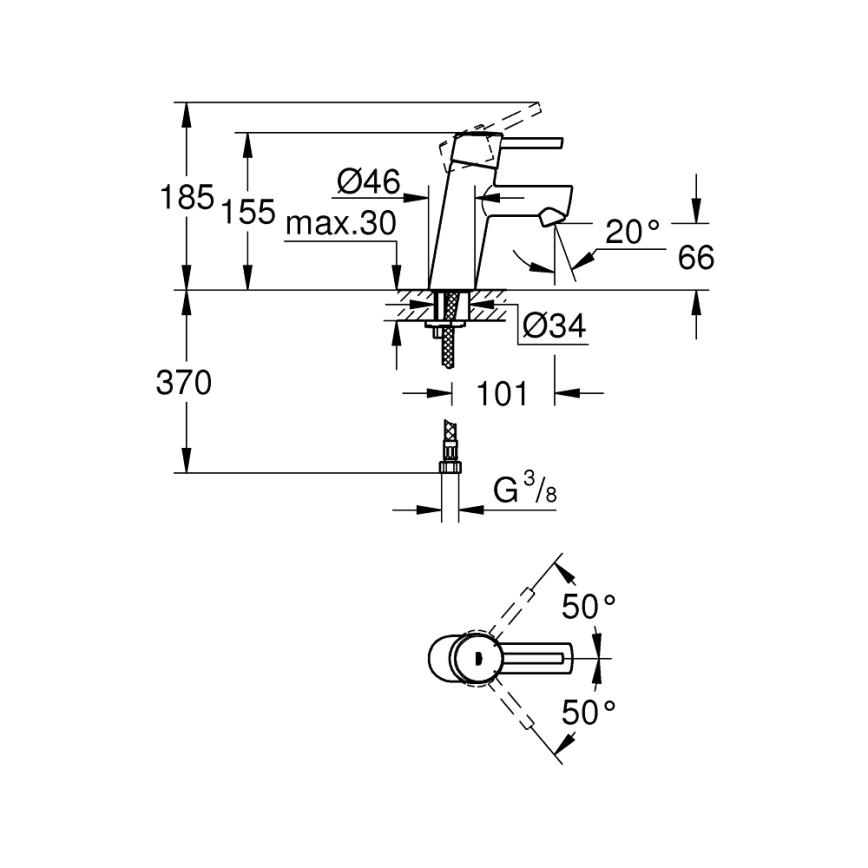 GROHE 3224010E - Umyvadlová batéria CONCETTO DN 15, lesklý chróm