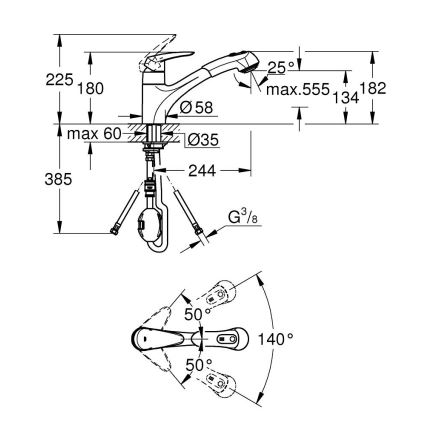 GROHE 32257001 - Drezová batéria EURODISC lesklý chróm