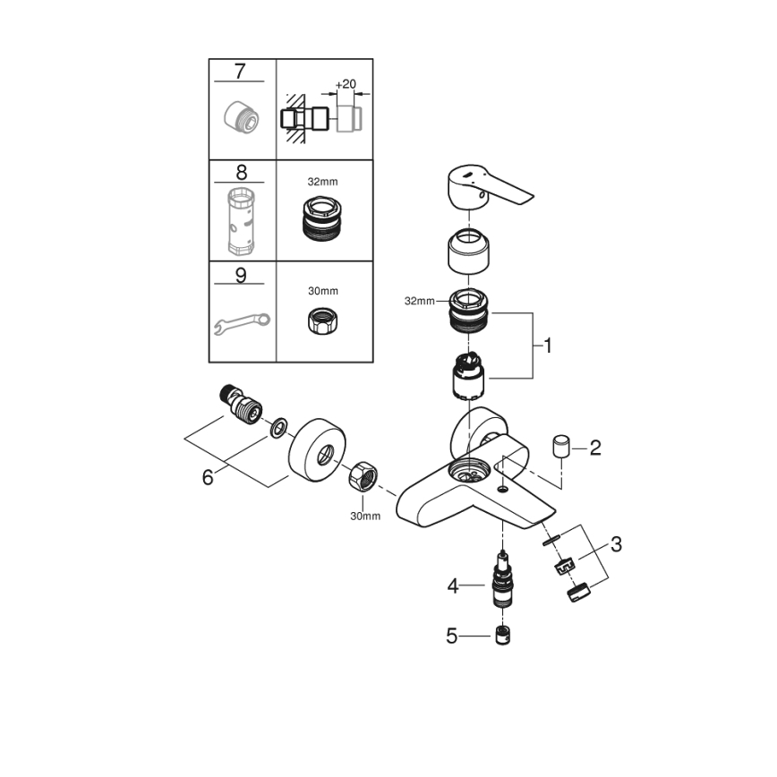 GROHE 322782432 - Vaňová batéria START 188 mm čierna