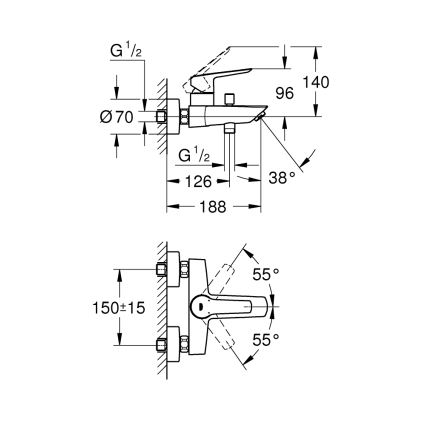 GROHE 322782432 - Vaňová batéria START 188 mm čierna