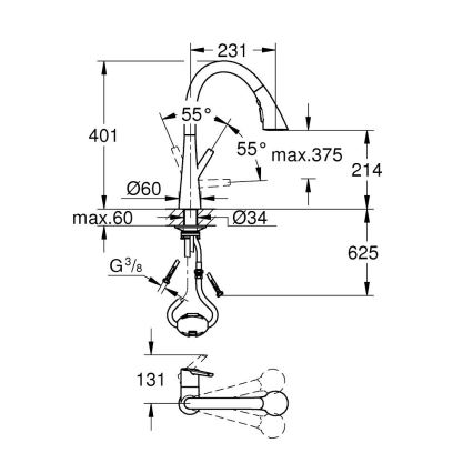 GROHE 32294002 - Drezová batéria ZEDRA 401 mm lesklý chróm