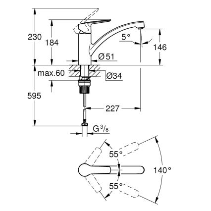 GROHE 324412432 - Kuchynská batéria START 184 mm čierna