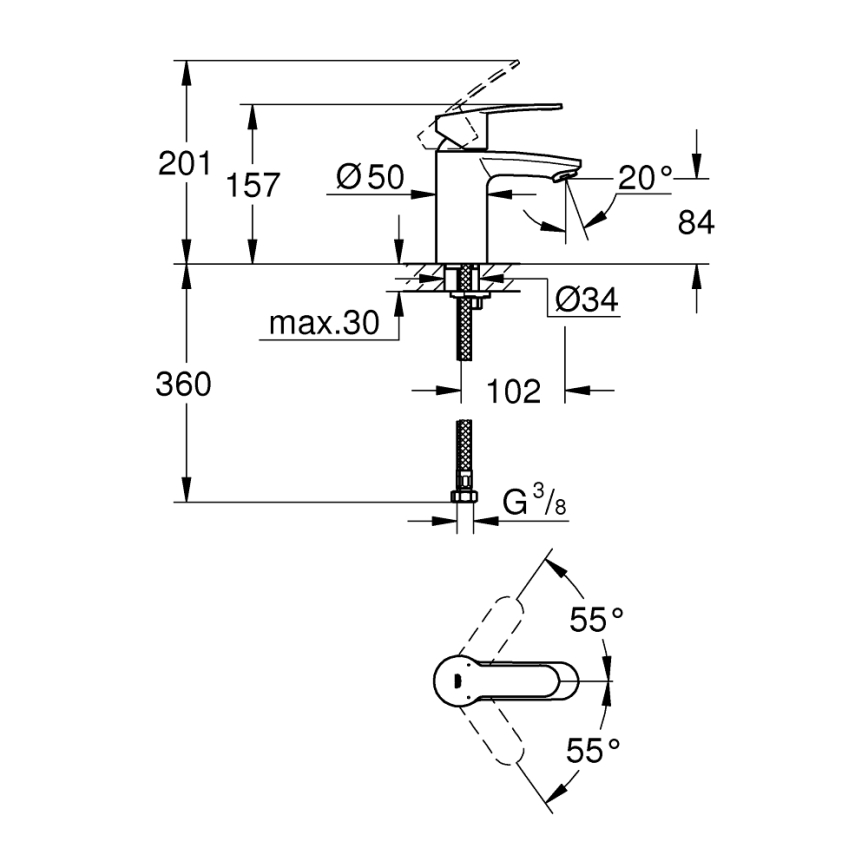 GROHE 3246820E - Umývadlová batéria EUROSTYLE COSMOPOLITAN veľkosť S chróm