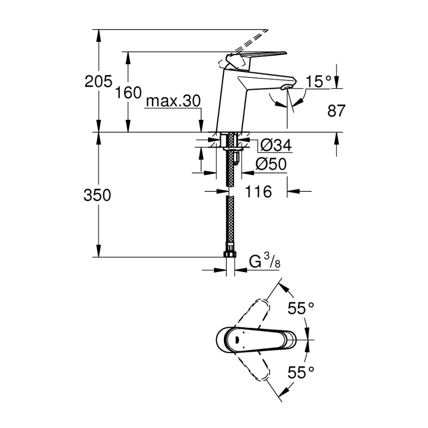 GROHE 3246920E - Umývadlová batéria EURODISC COSMOPOLITAN veľkosť S chróm