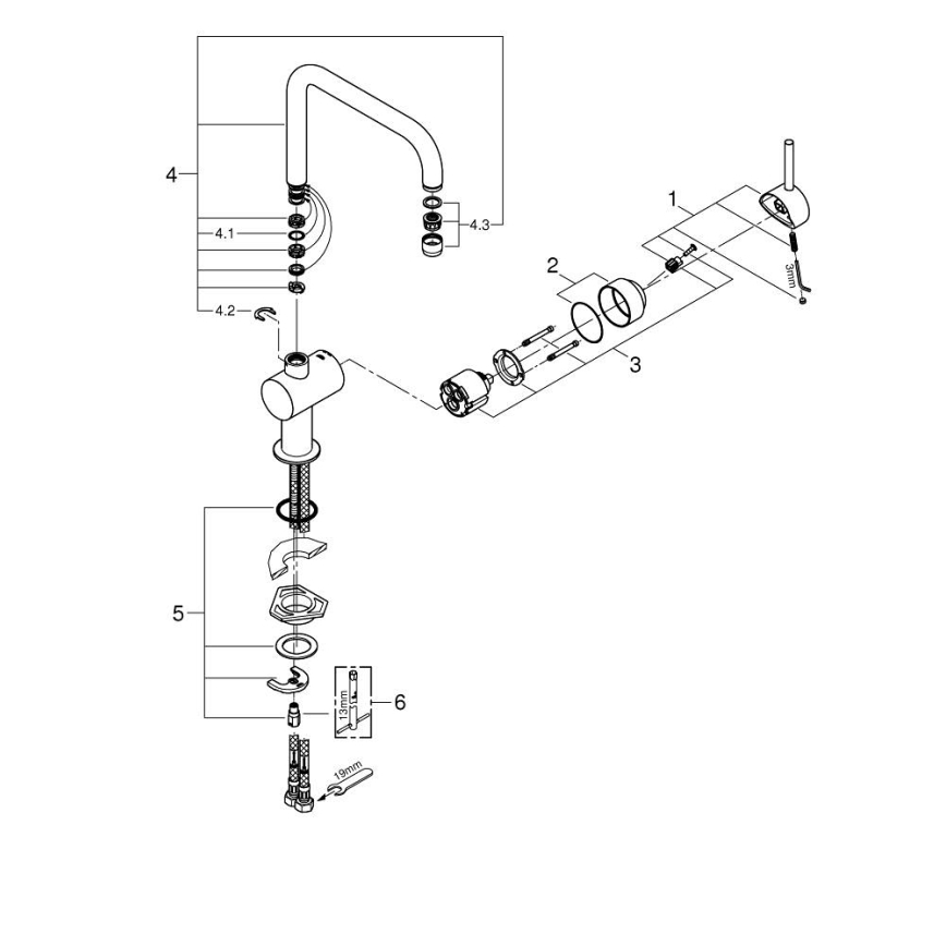 GROHE 32488000 - Drezová batéria A lesklý chróm