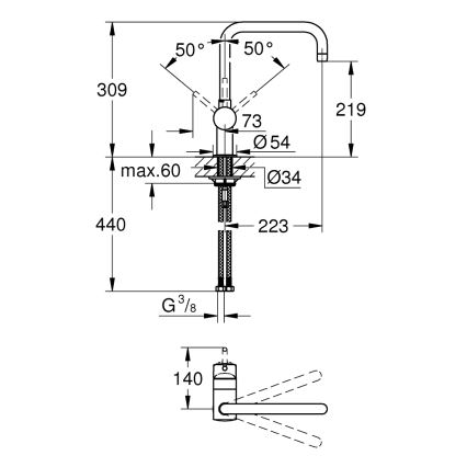 GROHE 32488000 - Drezová batéria A lesklý chróm