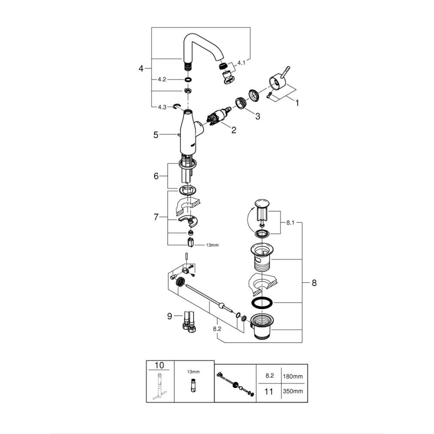 GROHE 32628DC1 - Umývadlová batéria ESSENCE, veľkosť L, nerezová oceľ