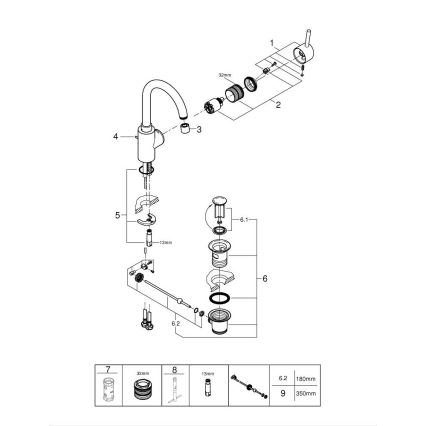 GROHE 32629002 - Umývadlová batéria CONCETTO veľkosť L lesklý chróm