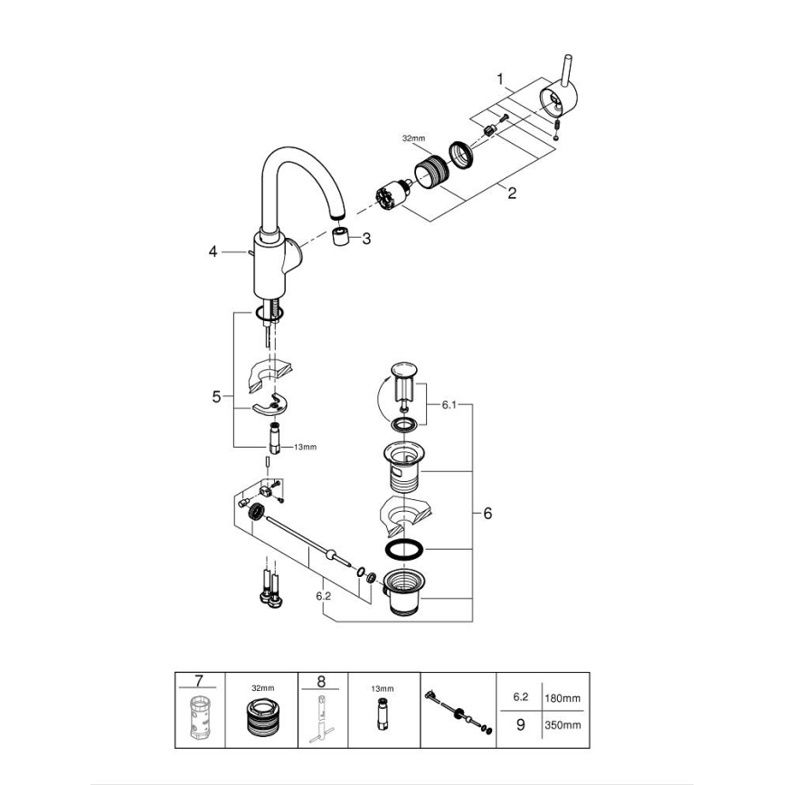 GROHE 32629002 - Umývadlová batéria CONCETTO veľkosť L lesklý chróm