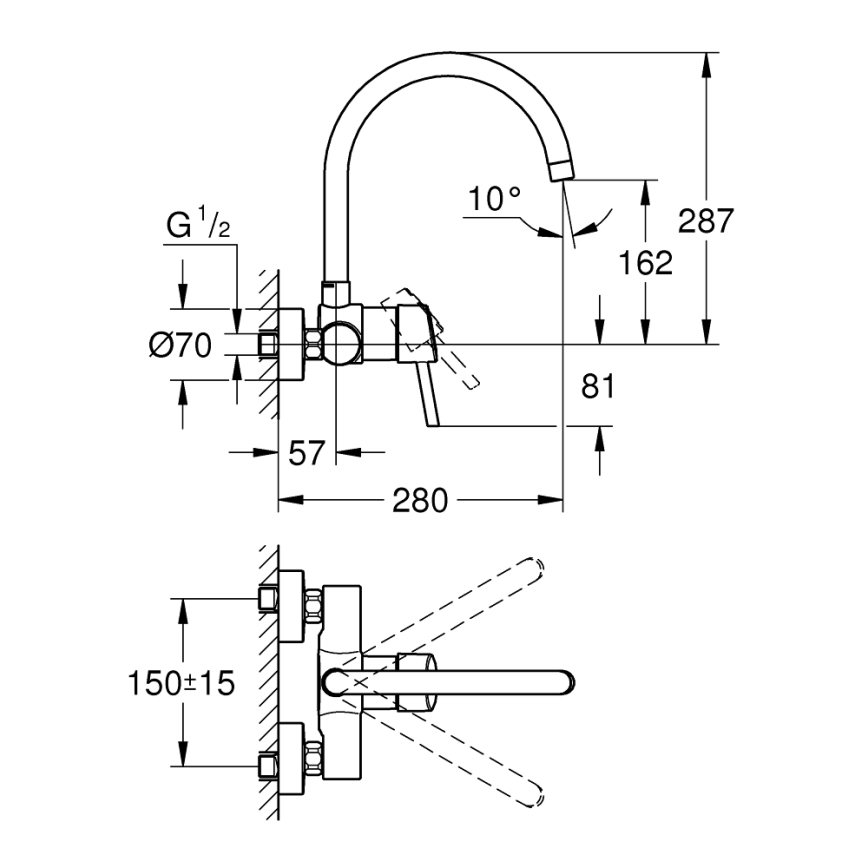 GROHE 32667001 - Drezová batéria CONCETTO 280 mm lesklý chróm