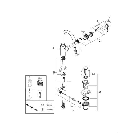 GROHE 32723001 - Umývadlová batéria FEEL veľkosť L lesklý chróm