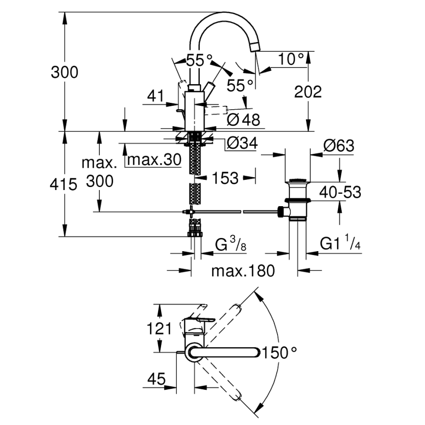 GROHE 32723001 - Umývadlová batéria FEEL veľkosť L lesklý chróm
