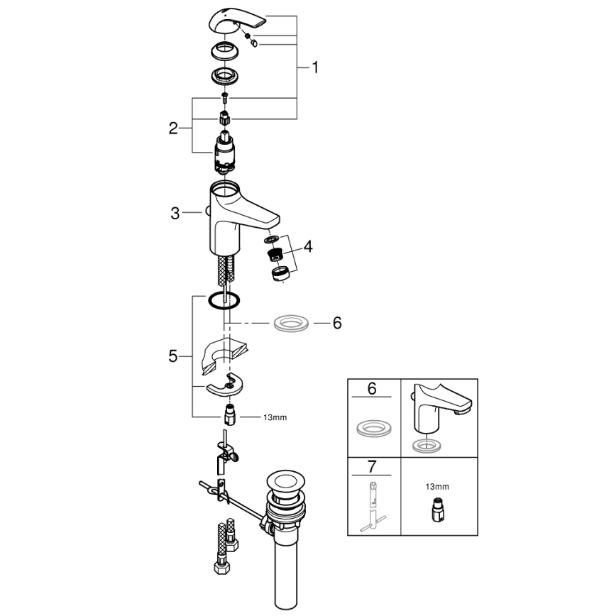 GROHE 32805000 - Umývadlová batéria BAUCURVE DN 15 lesklý chróm