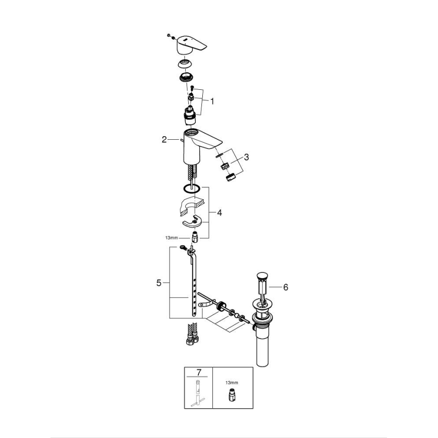 GROHE 32819001 - Umývadlová batéria BAUEDGE 147 mm, lesklý chróm