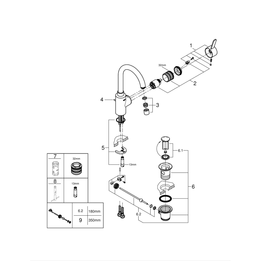 GROHE 32830001 - Umývadlová batéria EUROSMART COSMOPOLITAN veľkosť L chróm