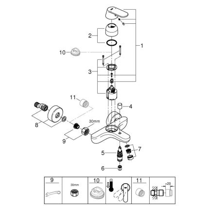 GROHE 32831000 - Vaňová batéria EUROSMART COSMOPOLITAN DN 15, lesklý chróm