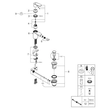 GROHE 32839000 - Bidetová batéria EUROSMART COSMOPOLITAN veľkosť S lesklý chróm