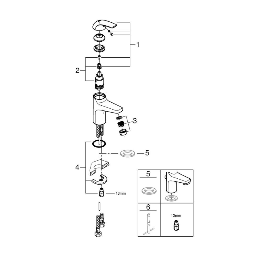 GROHE 32848000 - Umývadlová batéria BAUCURVE lesklý chróm