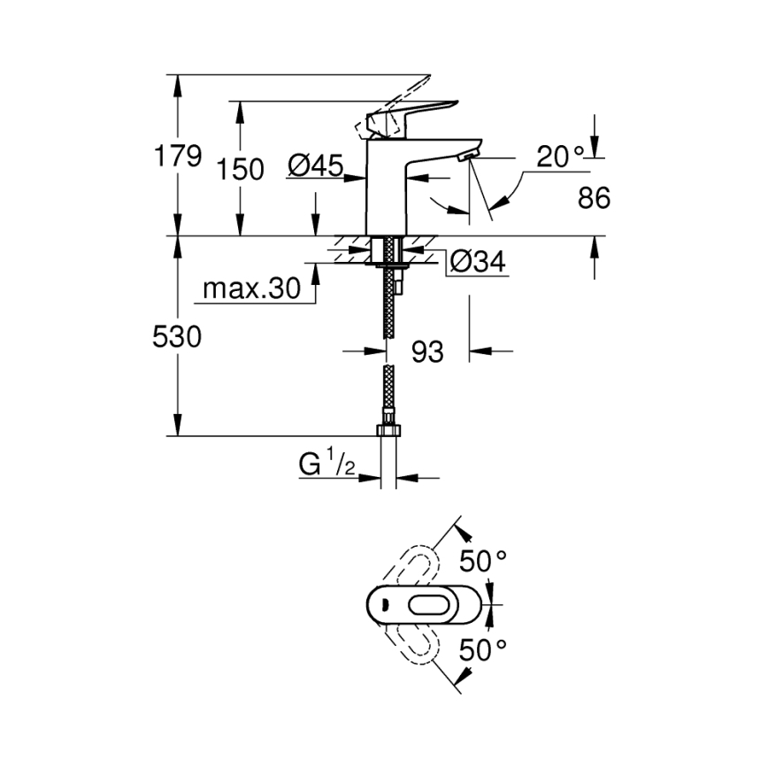 GROHE 32854000 - Umývadlová batéria BAULOOP lesklý chróm