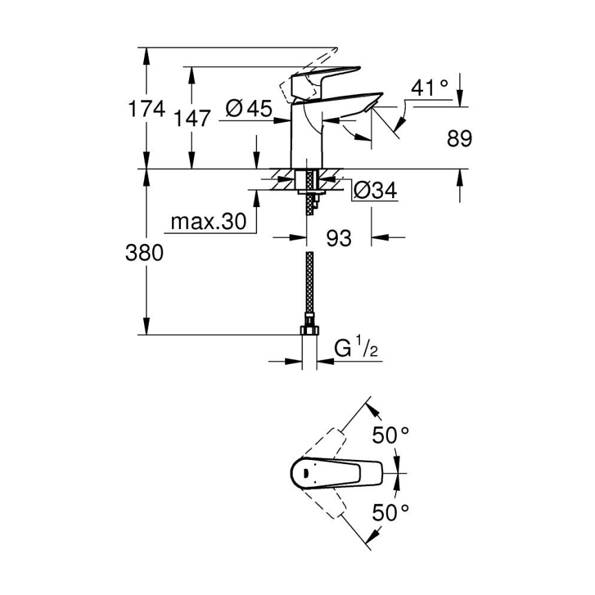 GROHE 32858001 - Umývadlová batéria BAUEDGE 147 mm lesklý chróm