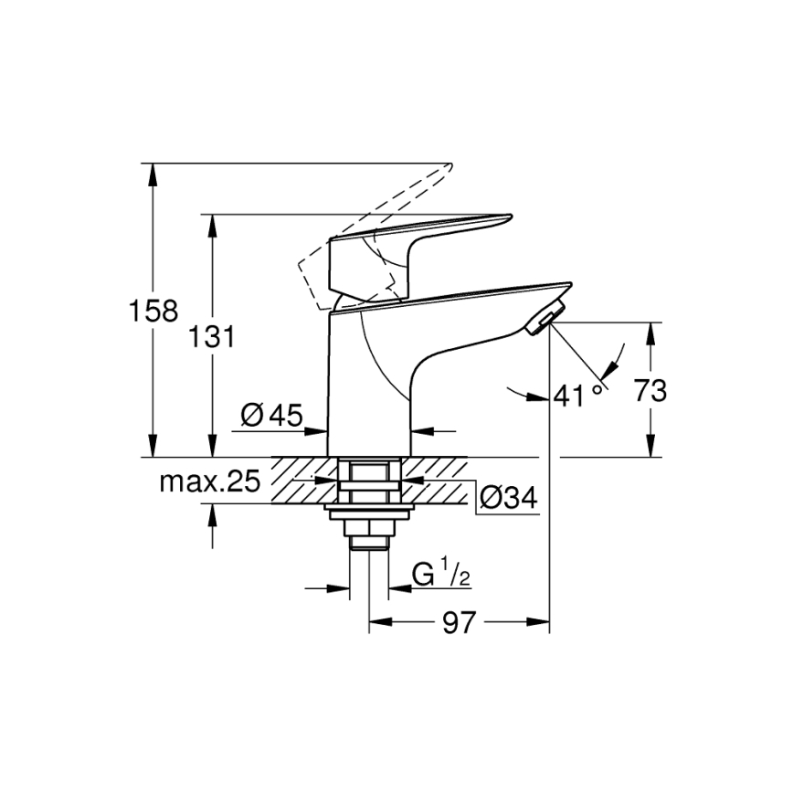 GROHE 32861001 - Stojanový ventil BAUEDGE 131 mm lesklý chróm