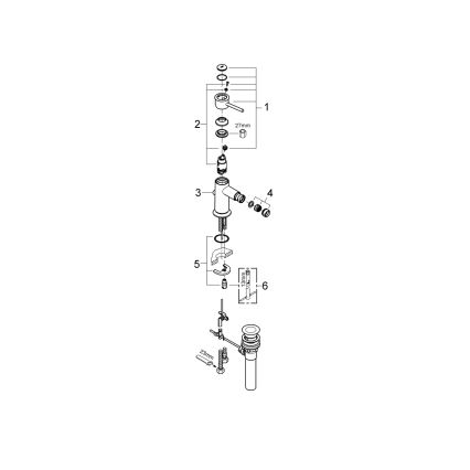 GROHE 32864000 - Bidetová batéria BAUCLASSIC, lesklý chróm