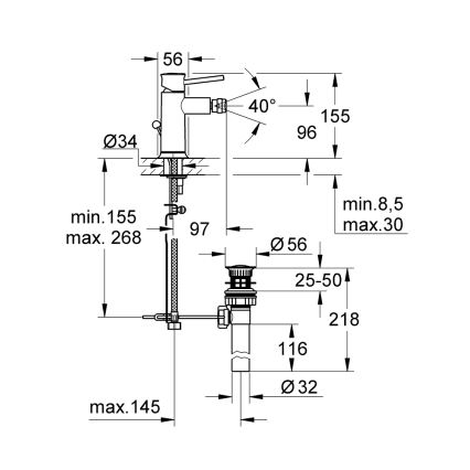 GROHE 32864000 - Bidetová batéria BAUCLASSIC, lesklý chróm