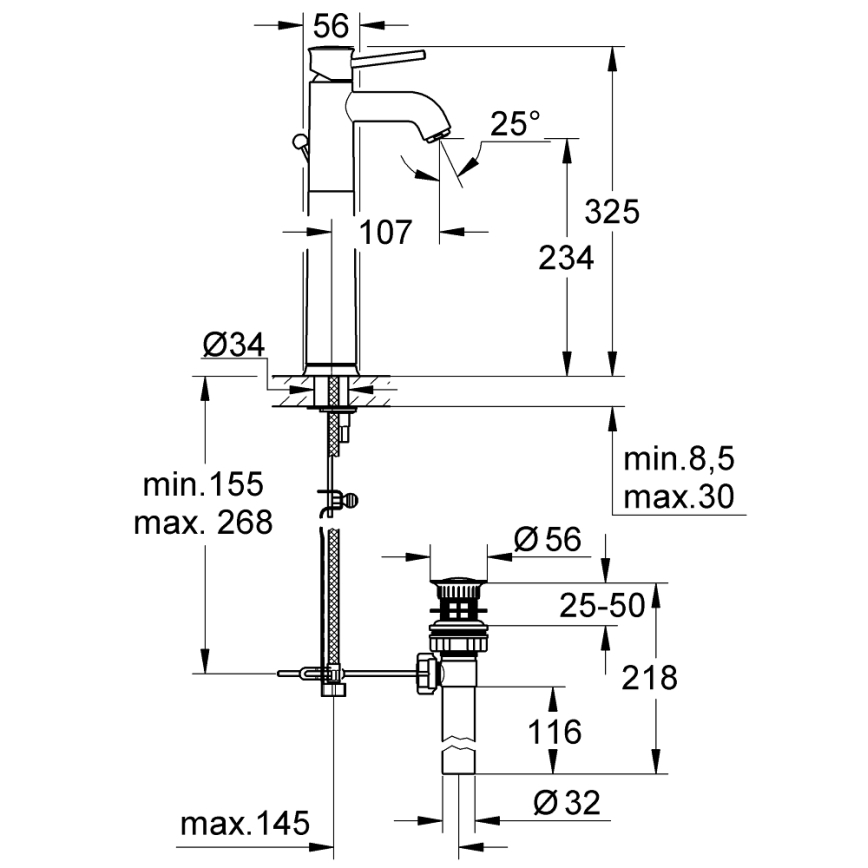 GROHE 32868000 - Umývadlová batéria BAUCLASSIC DN 15 lesklý chróm