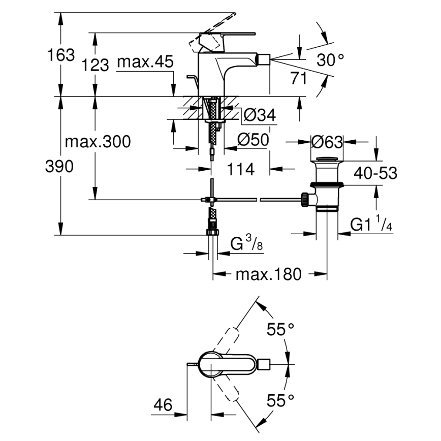 GROHE 32885000 - Bidetová batéria GET DN 15 lesklý chróm