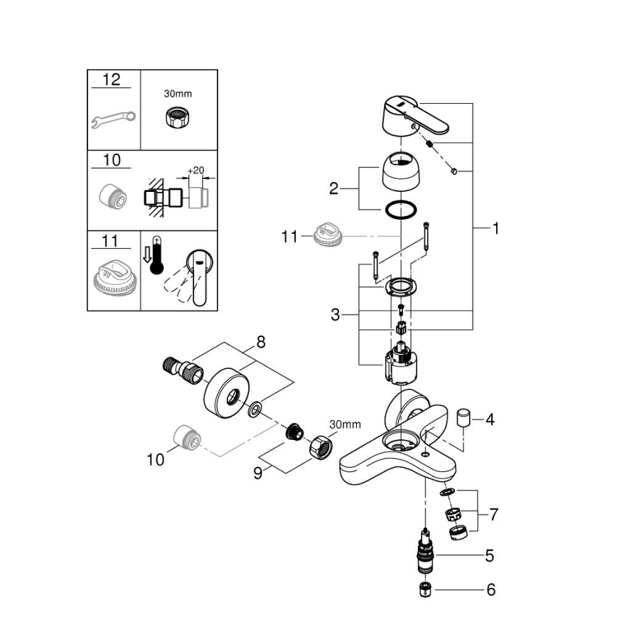 GROHE 32887000 - Vaňová batéria GET DN 15, lesklý chróm
