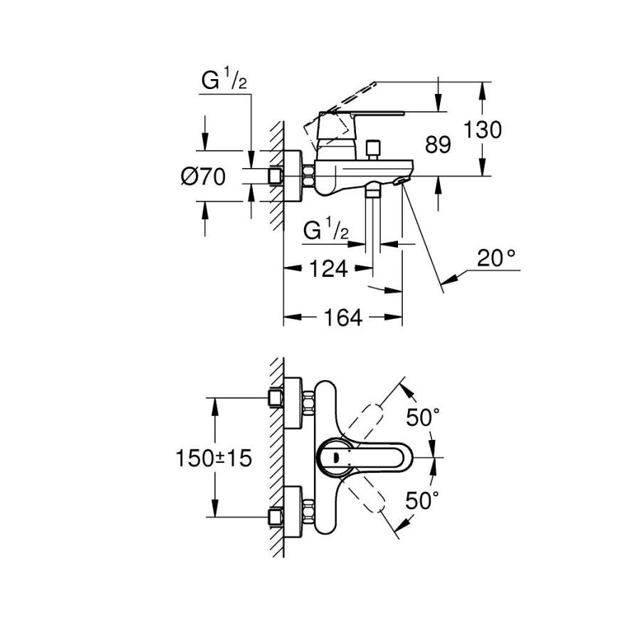 GROHE 32887000 - Vaňová batéria GET DN 15, lesklý chróm