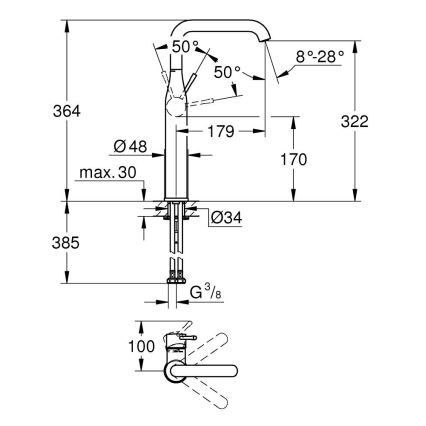 GROHE 32901DL1 - Umývadlová batéria ESSENCE veľkosť XL bronzová