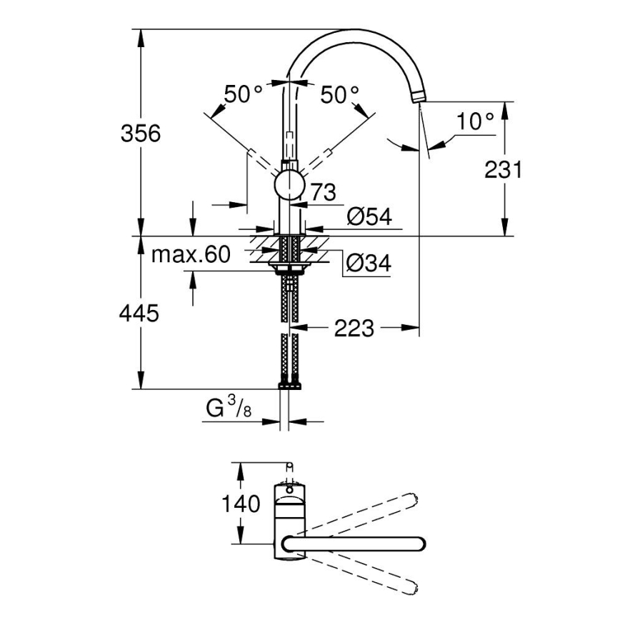GROHE 32917KS0 - Drezová batéria A DN 15 čierna