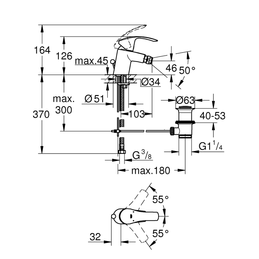GROHE 32929002 - Bidetová batéria EUROSMART veľkosť S lesklý chróm