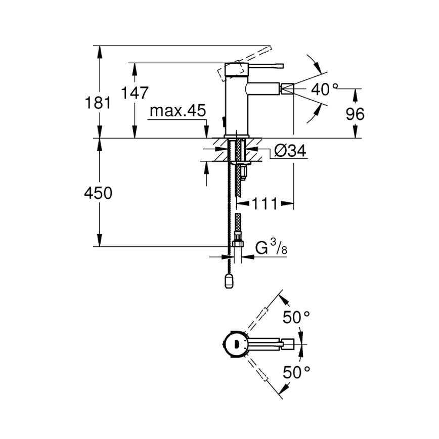 GROHE 32934001 - Bidetová batéria ESSENCE DN 15, lesklý chróm