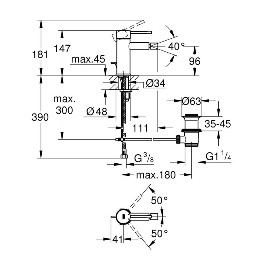 GROHE 32935001 - Bidetová batéria ESSENCE DN 15 lesklý chróm