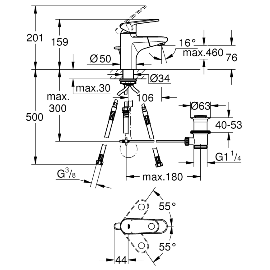 GROHE 33155002 - Umývadlová batéria EUROPLUS DN 15 lesklý chróm