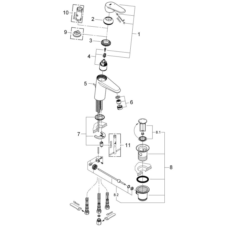 GROHE 33177002 - Umývadlová batéria EURODISC COSMOPOLITAN DN 15 lesklý chróm