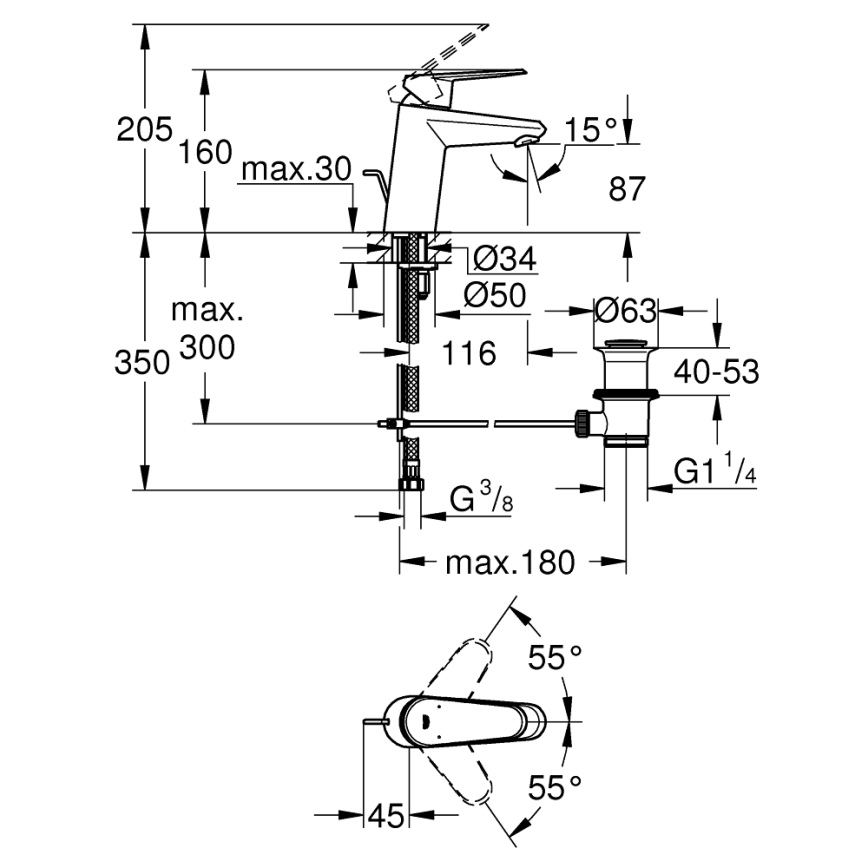GROHE 3319020E - Umývadlová batéria EURODISC COSMOPOLITAN veľkosť S chróm