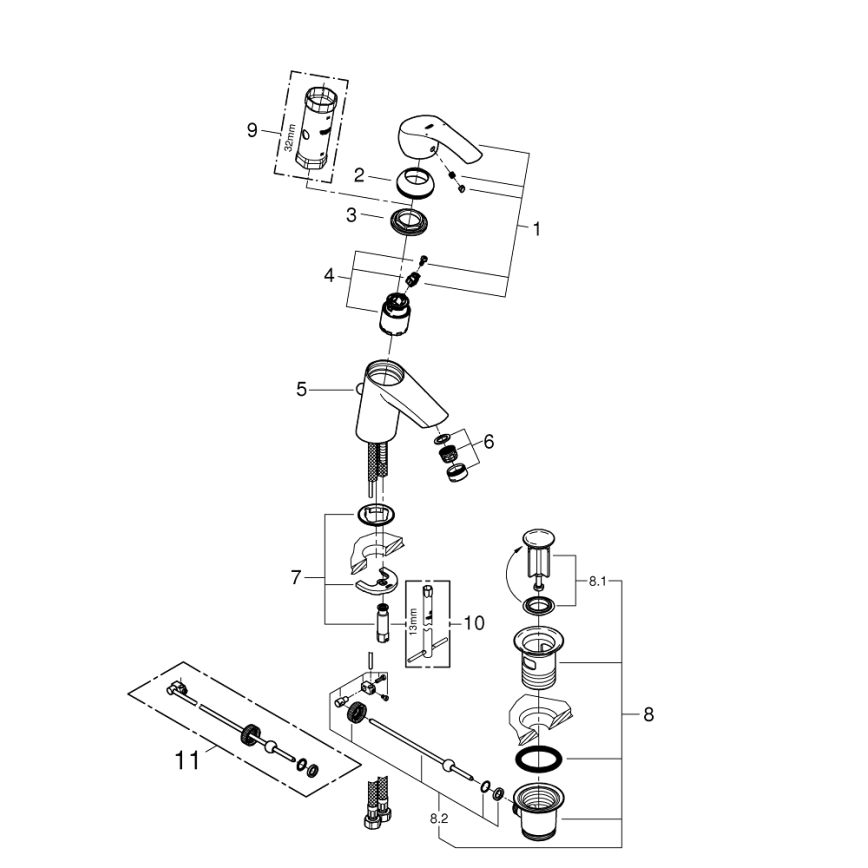 GROHE 33265002 - Umývadlová batéria EUROSMART DN 15 veľkosť S lesklý chróm