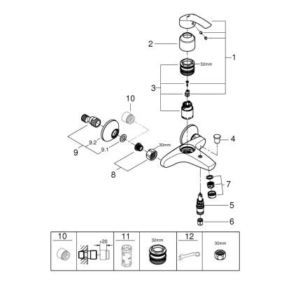 GROHE 33300002 - Vaňová batéria EUROSMART DN 15 lesklý chróm