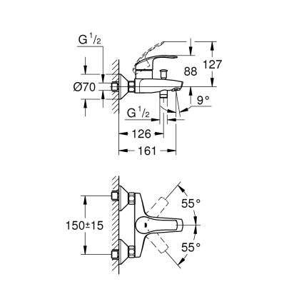 GROHE 33300002 - Vaňová batéria EUROSMART DN 15 lesklý chróm