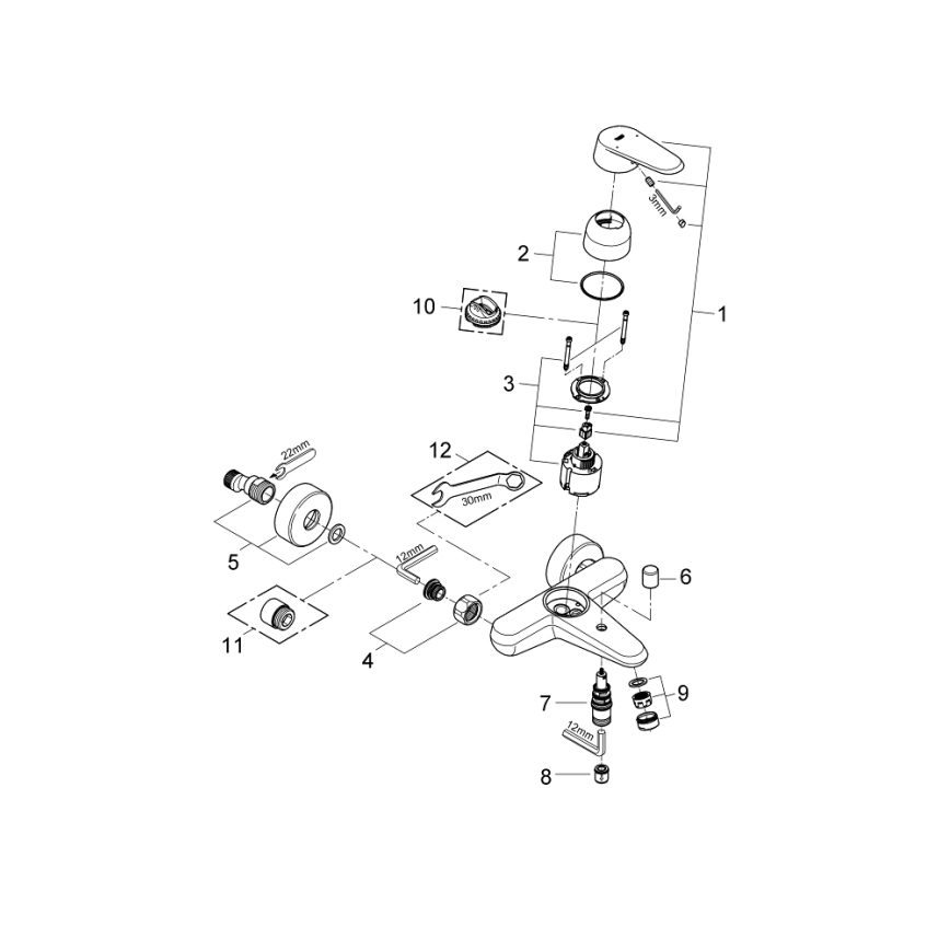 GROHE 33390002 - Vaňová batéria EURODISC COSMOPOLITAN DN 15, lesklý chróm