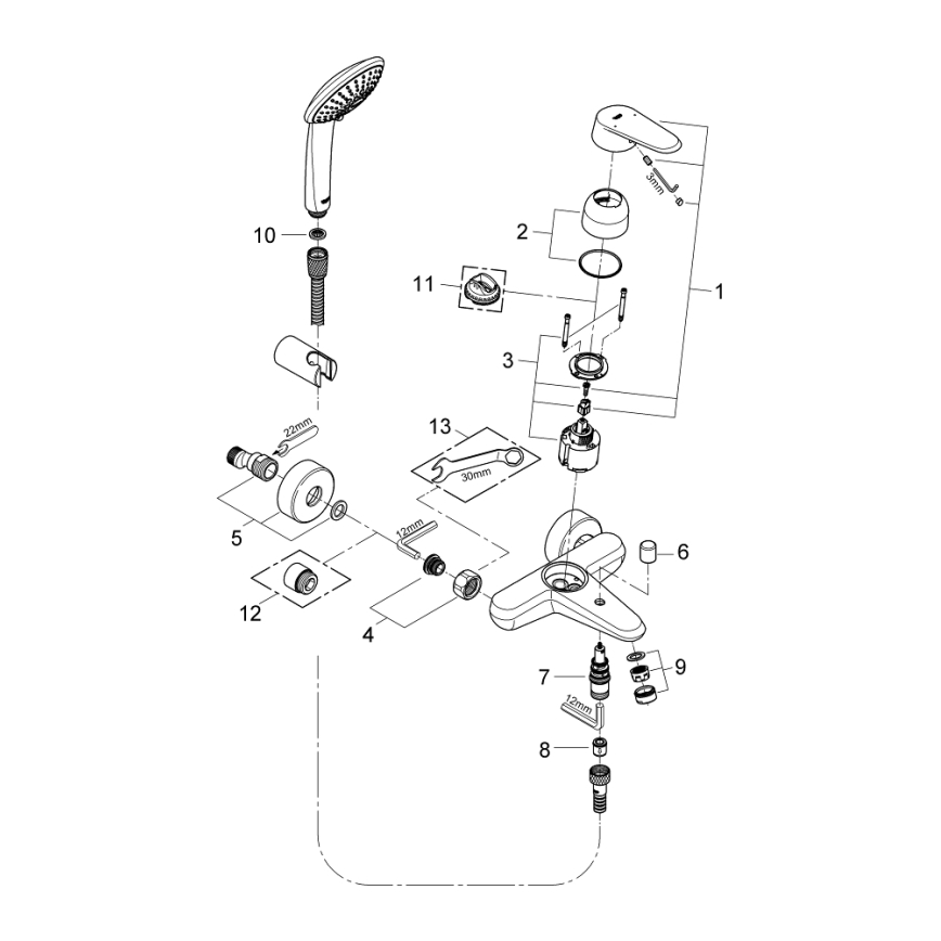 GROHE 33395002 - Vaňová súprava s batériou EURODISC COSMOPOLITAN lesklý chróm